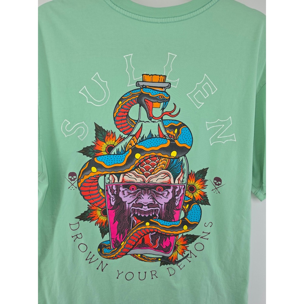 Sullen Art Collective Drown Your Demons Graphic T-Shirt XL Seafoam Green Mens - Picture 8 of 8